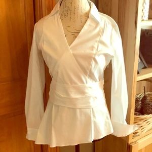 Timeless white wrap top, worn once!